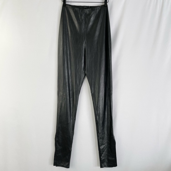 PrettyLittleThing Black Faux Leather Side Split Hem High Rise Pants Size 6 - Picture 6 of 16